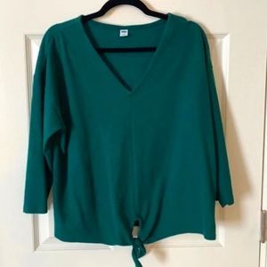 Old Navy emerald tie-front vneck top Sz M